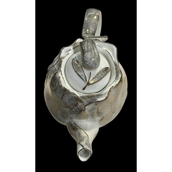 Vintage Bombay Company Ethereal Rose Porcelain Tea Pot Sugar Dish Speckled Metal - Picture 6 of 16